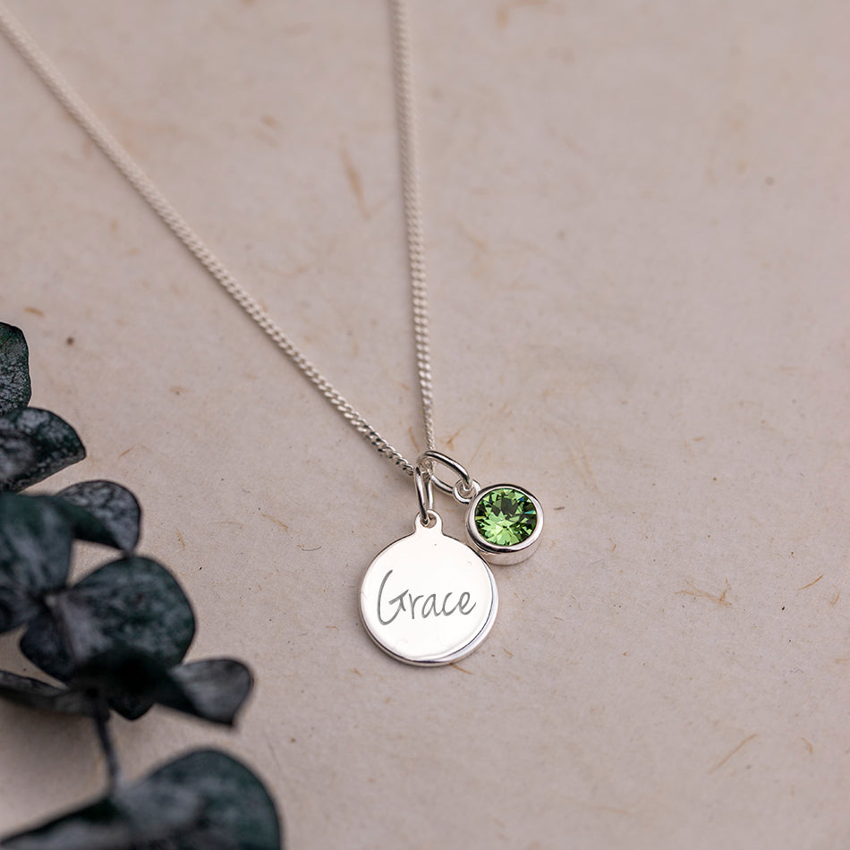 Personalised August Birthstone Necklace - Peridot Crystal - Djuna Studios