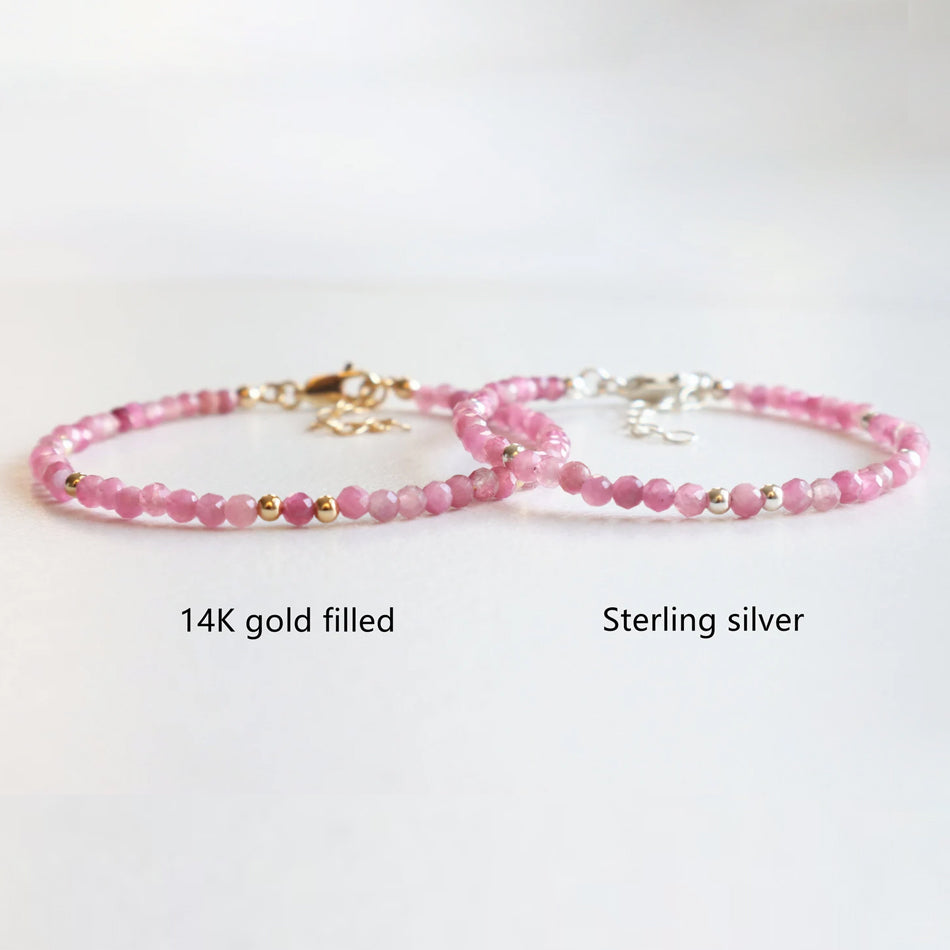 Pink Tourmaline Dainty Bracelet - Djuna Studios
