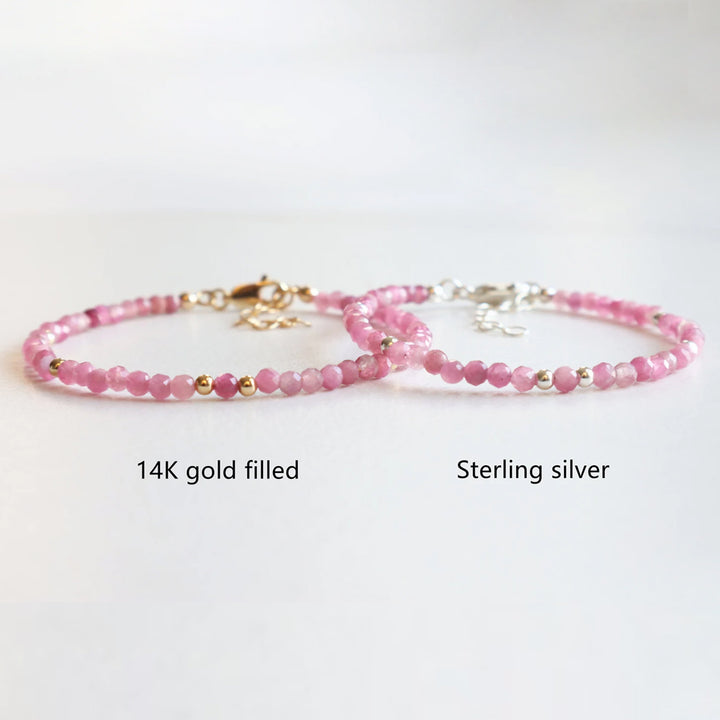 Pink Tourmaline Dainty Bracelet - Djuna Studios