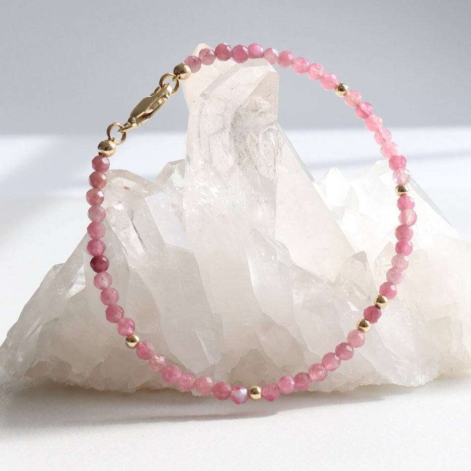 Pink Tourmaline Dainty Bracelet - Djuna Studios