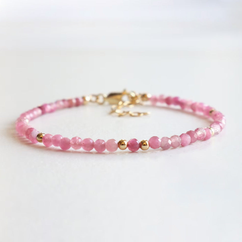 Pink Tourmaline Dainty Bracelet - Djuna Studios