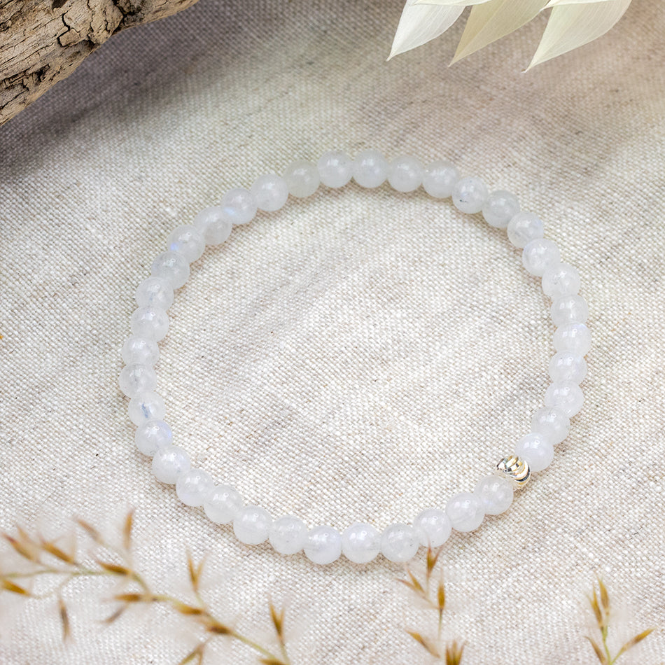 Rainbow Moonstone Gemstone Bracelet 4mm - Djuna Studios