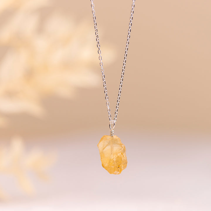 Raw Citrine Necklace with Threaded Pendant - Djuna Studios