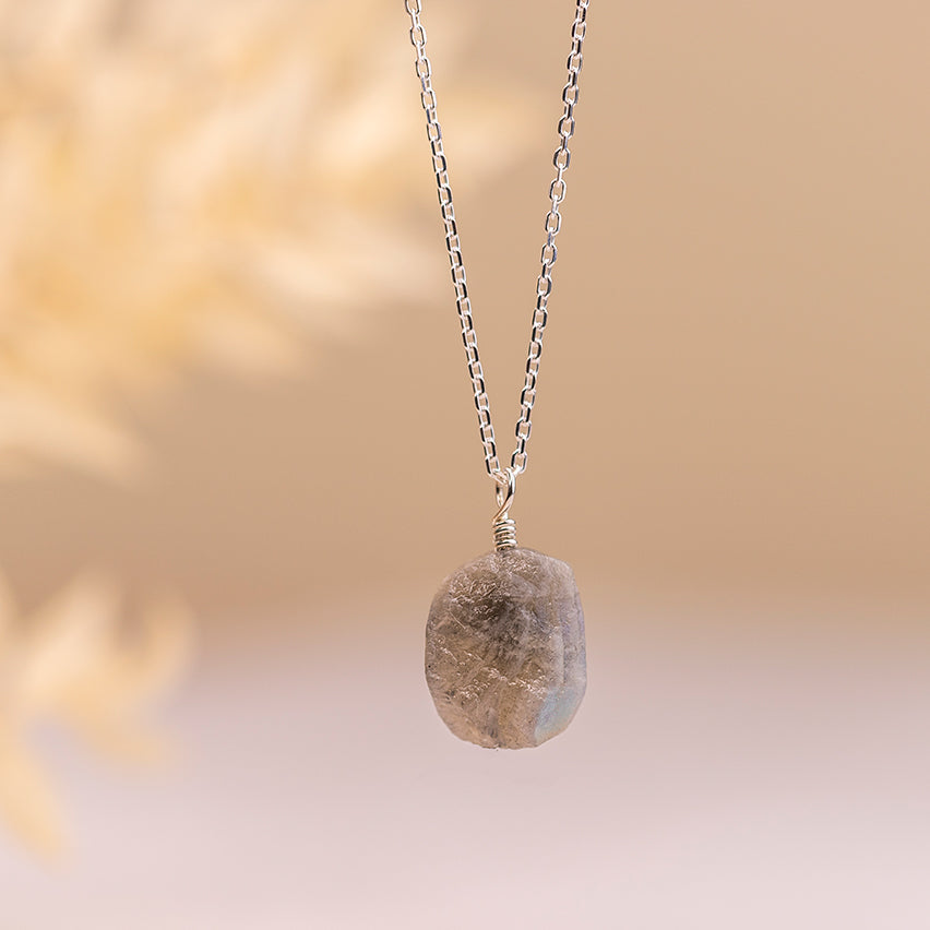 Natural Labradorite Necklace with Threaded Pendant - Djuna Studios