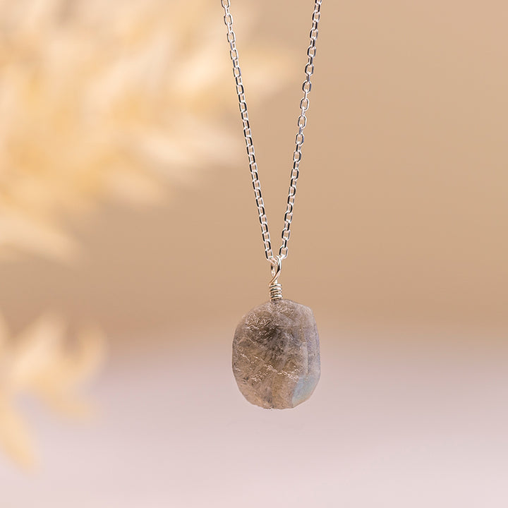 Natural Labradorite Necklace with Threaded Pendant - Djuna Studios