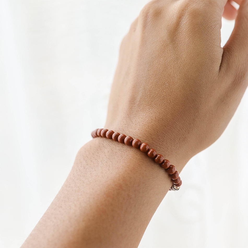 Red Jasper Gemstone Bracelet 4mm - Djuna Studios