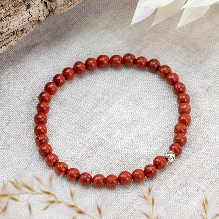 Red Jasper Gemstone Bracelet 4mm - Djuna Studios