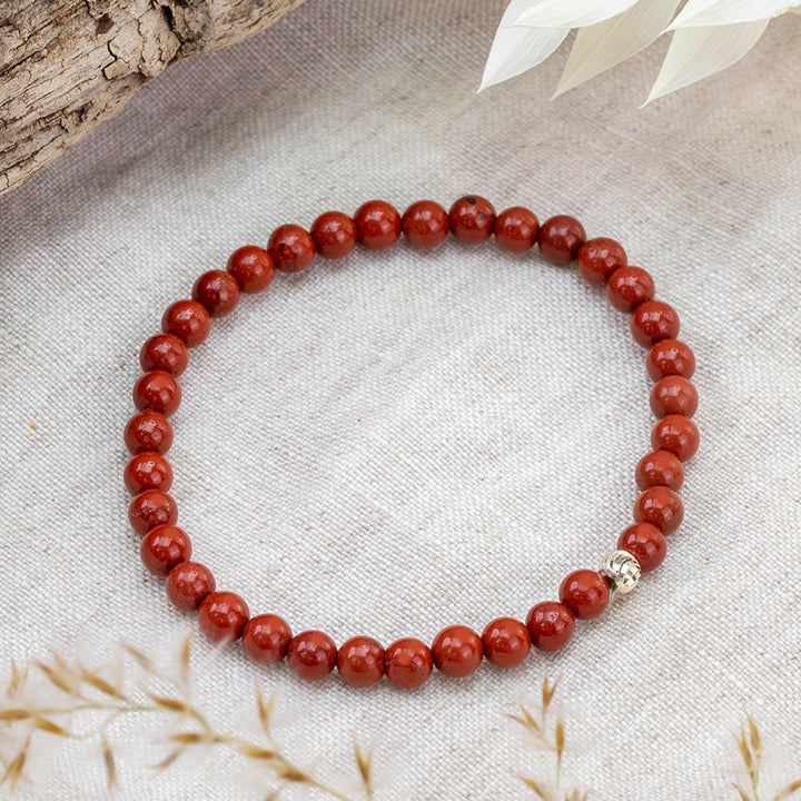 Red Jasper Gemstone Bracelet 4mm - Djuna Studios