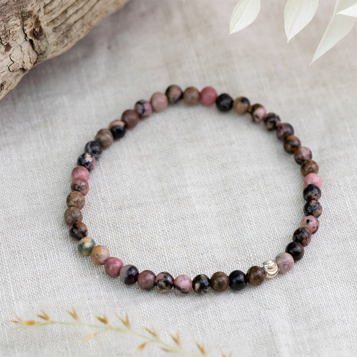 Rhodonite Gemstone Bracelet 4mm - Djuna Studios