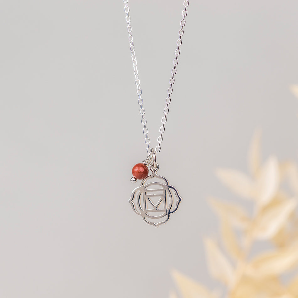 Root Chakra Necklace with Red Jasper Charm - Djuna Studios