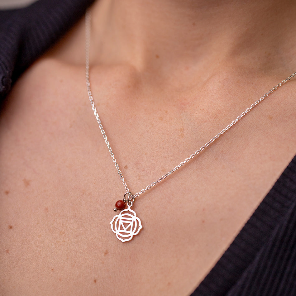 Root Chakra Necklace with Red Jasper Charm - Djuna Studios