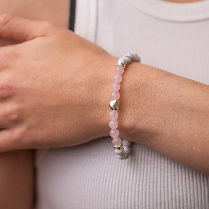 White Howlite and Rose Quartz Bracelet - Djuna Studios