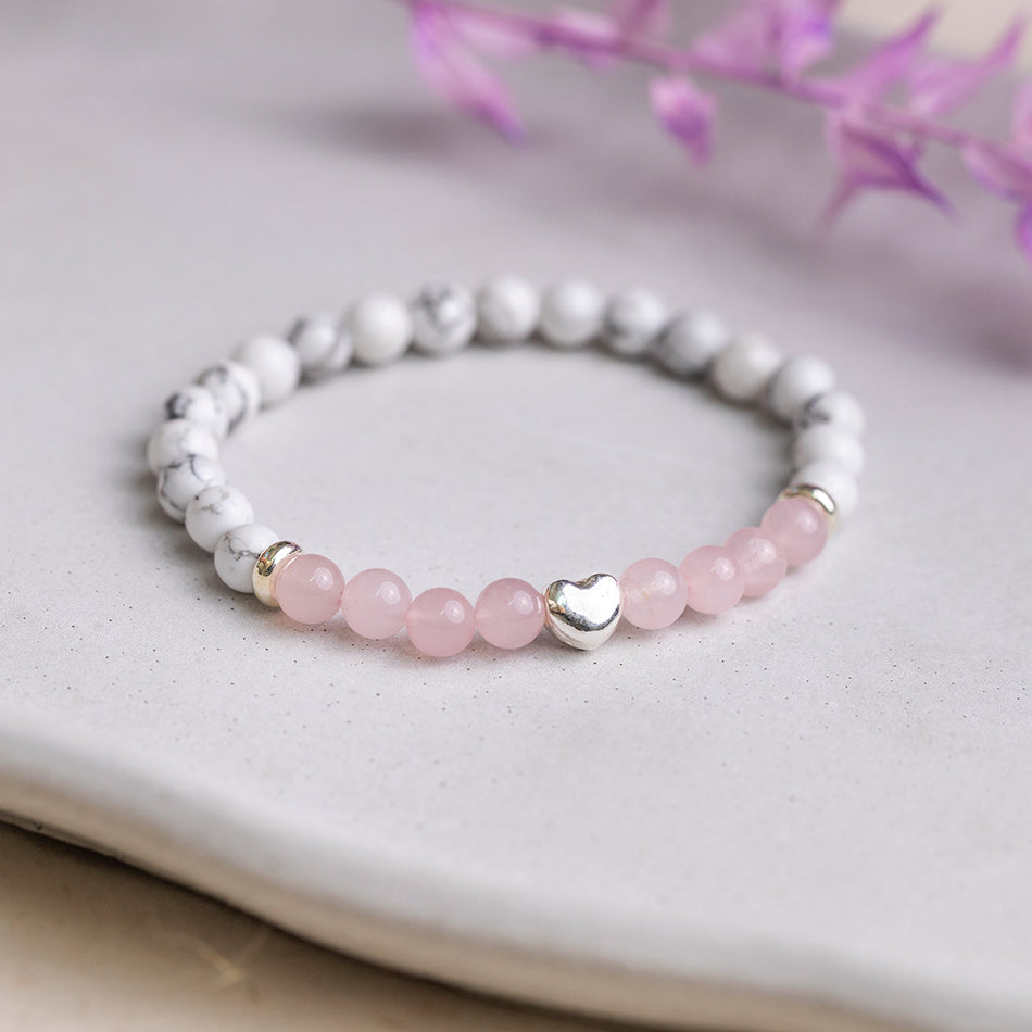 White Howlite and Rose Quartz Bracelet - Djuna Studios