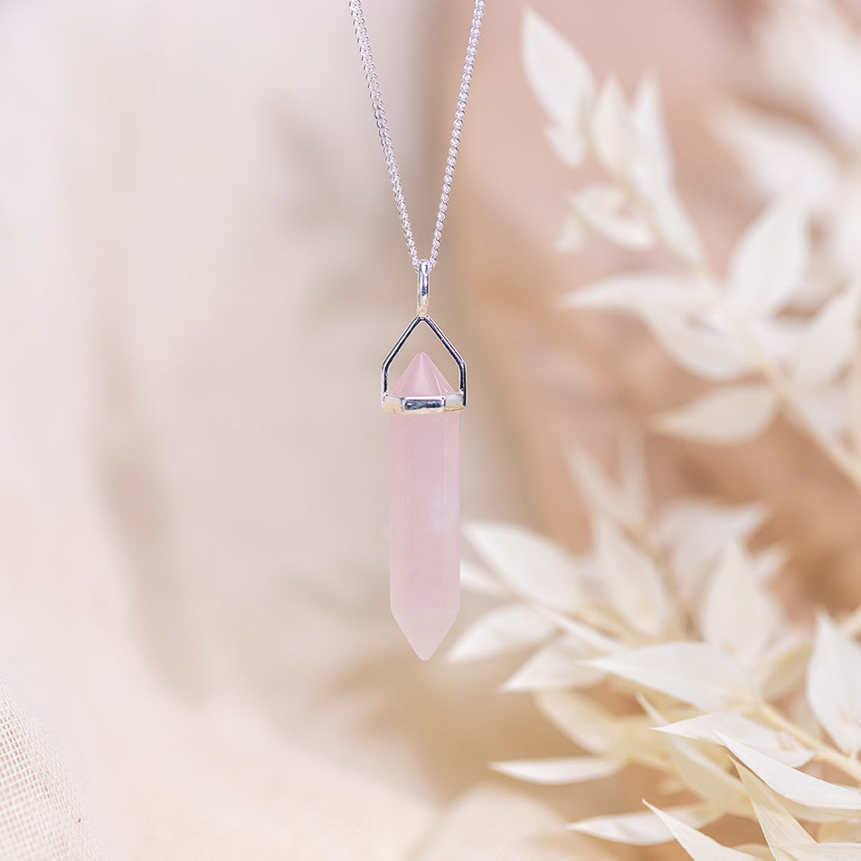 Rose Quartz Sterling Silver Point Pendant - Djuna Studios