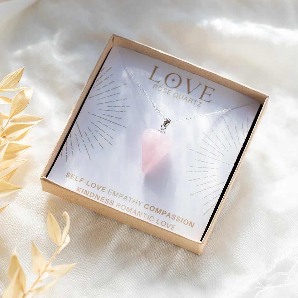 Rose Quartz Pendulum Necklace for Protection - Djuna Studios
