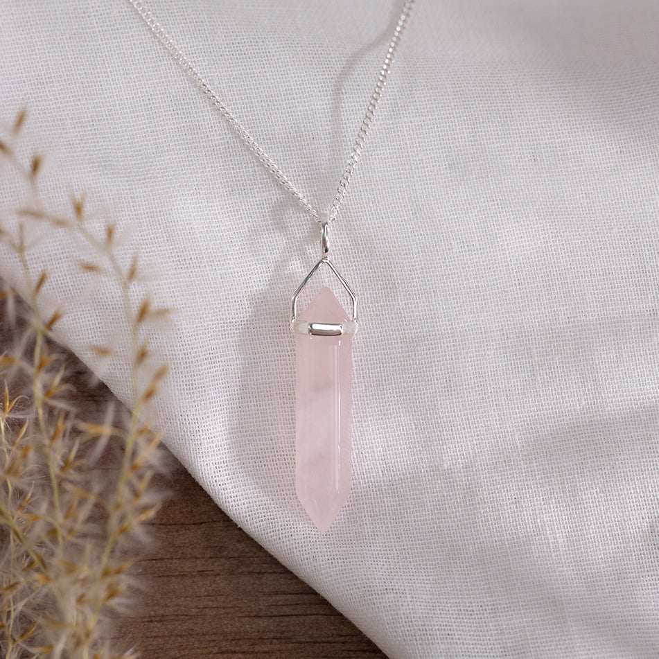 Rose Quartz Sterling Silver Point Pendant - Djuna Studios