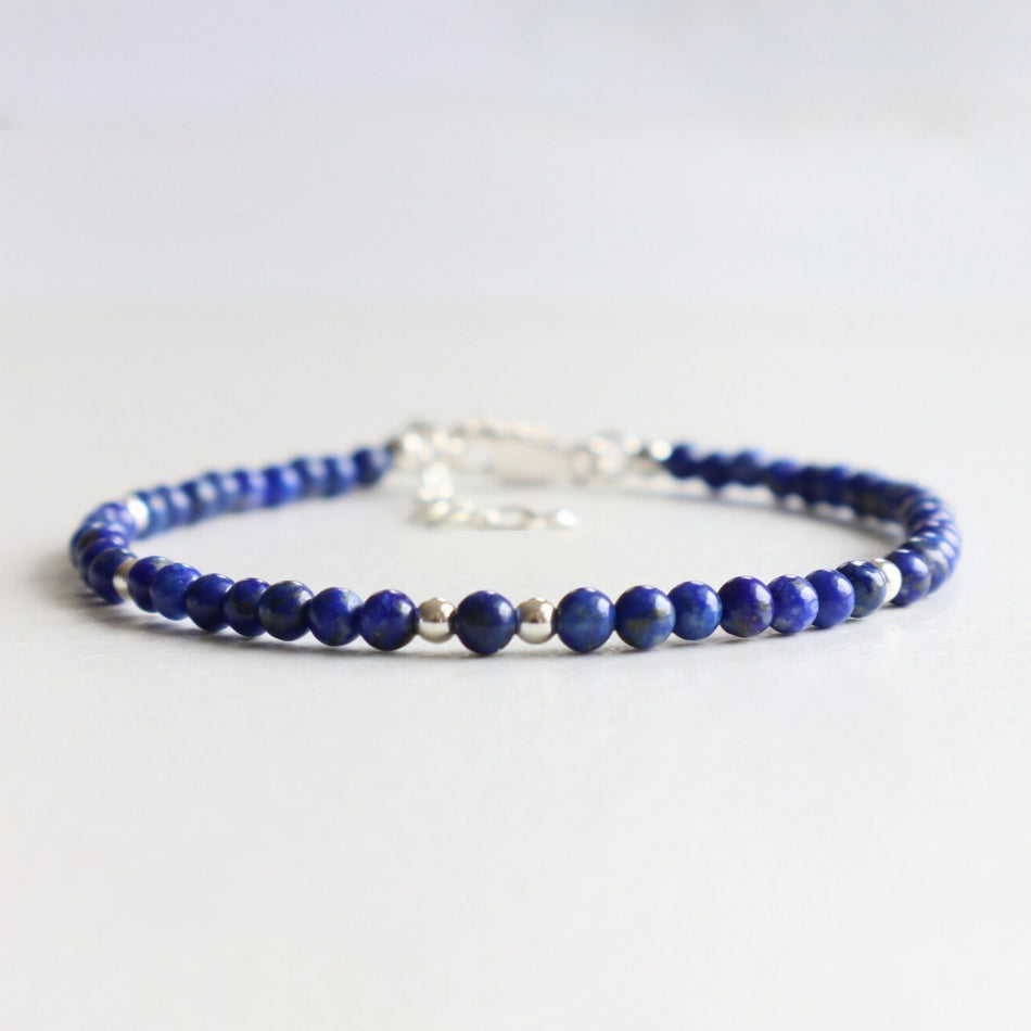 Lapis Lazuli Libra Birthstone Bracelet – Dainty Faceted Beads
