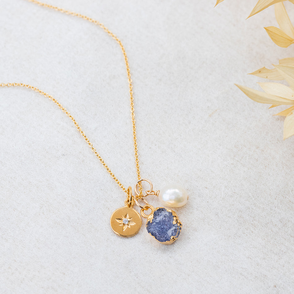 Tanzanite North Star Charm Necklace - December Birthstone - Djuna Studios
