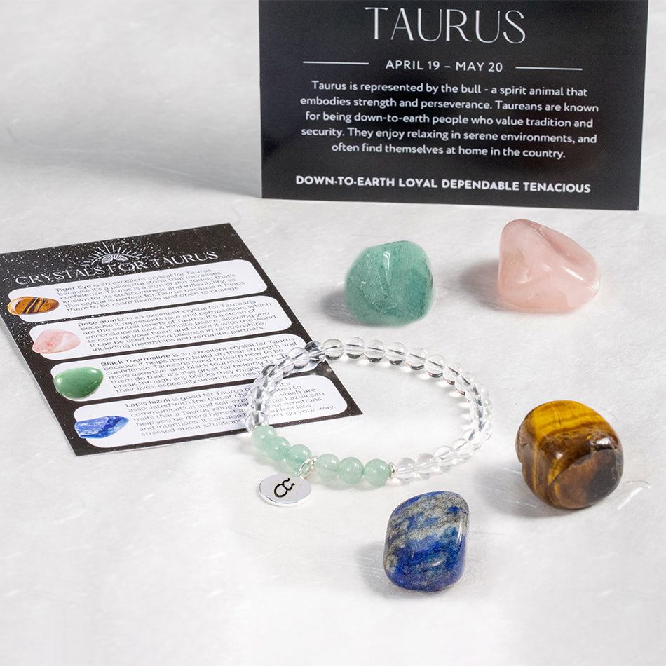 Taurus Star Sign Bracelet and Crystals Set - Djuna Studios