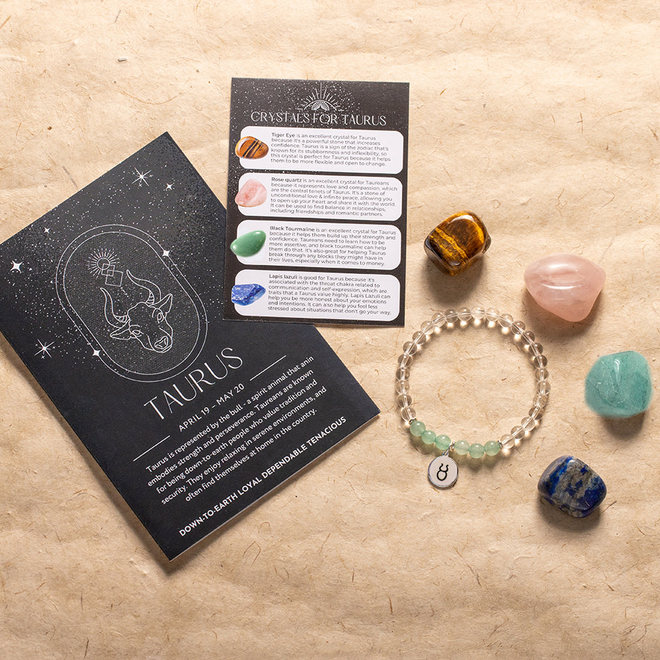 Taurus Star Sign Bracelet and Crystals Set - Djuna Studios