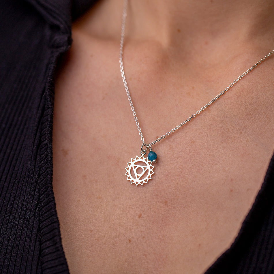 Throat Chakra Necklace with Blue Apatite Charm - Djuna Studios