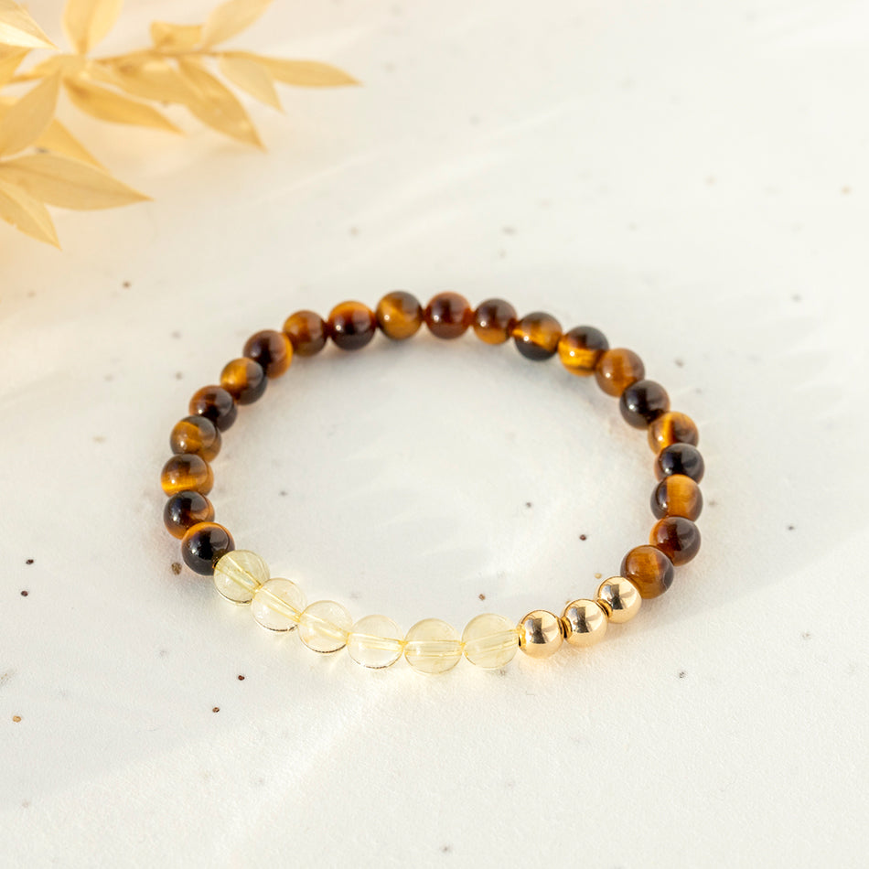Radiant Strength Tiger Eye and Citrine Bracelet 6mm - Djuna Studios