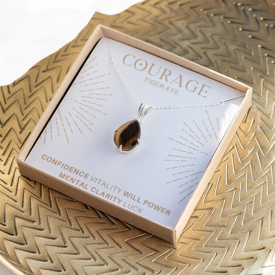 Tiger Eye Teardrop Pendant for Protection - Djuna Studios