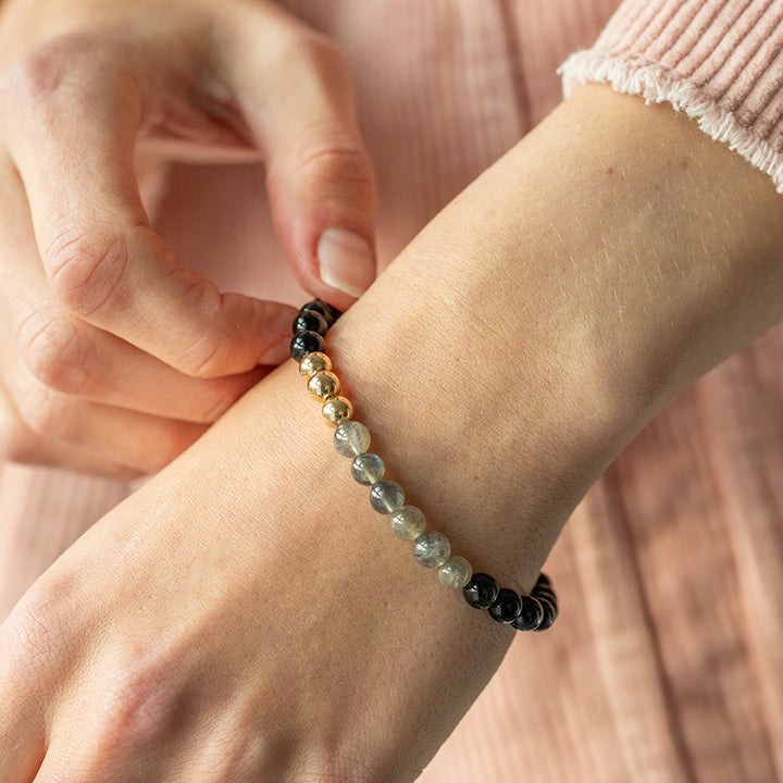 Enchanted Shield Labradorite & Black Tourmaline Bracelet 6mm - Djuna Studios