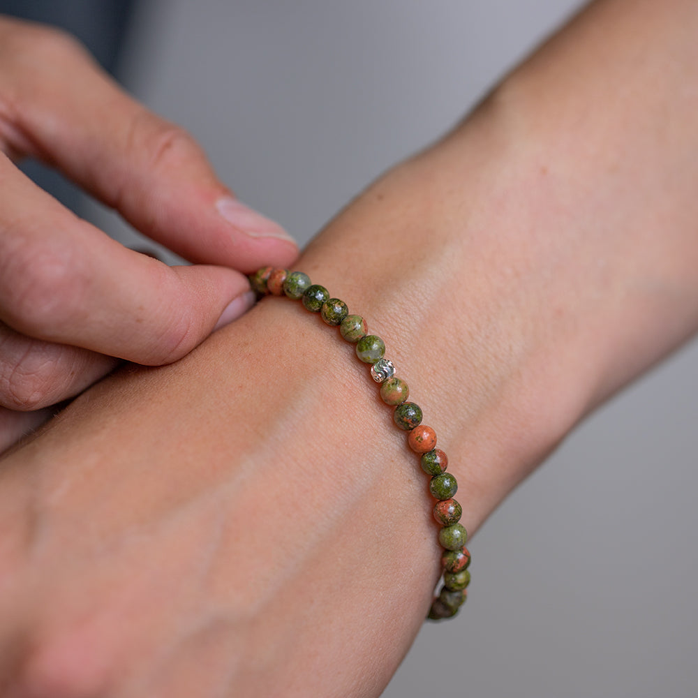 Unakite Gemstone Bracelet 4mm - Djuna Studios