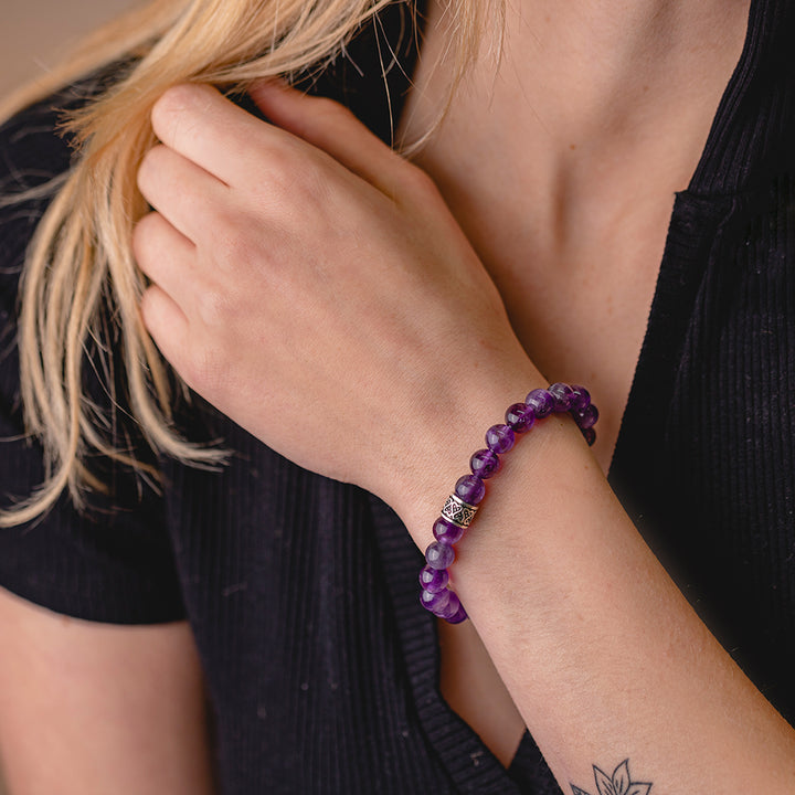 Amethyst Gemstone Bracelet 8mm - Djuna Studios