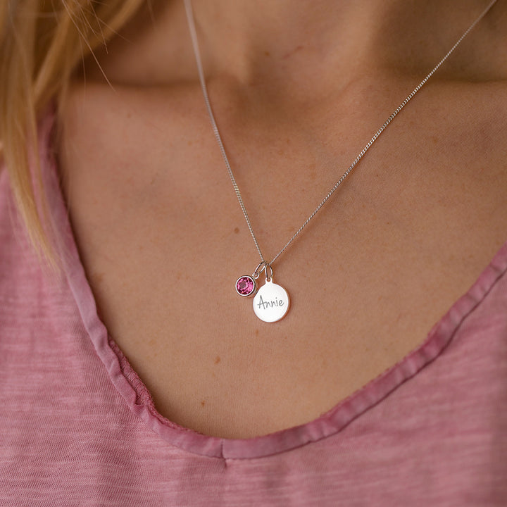 Personalised October Birthstone Necklace - Rose Crystal - Djuna Studios