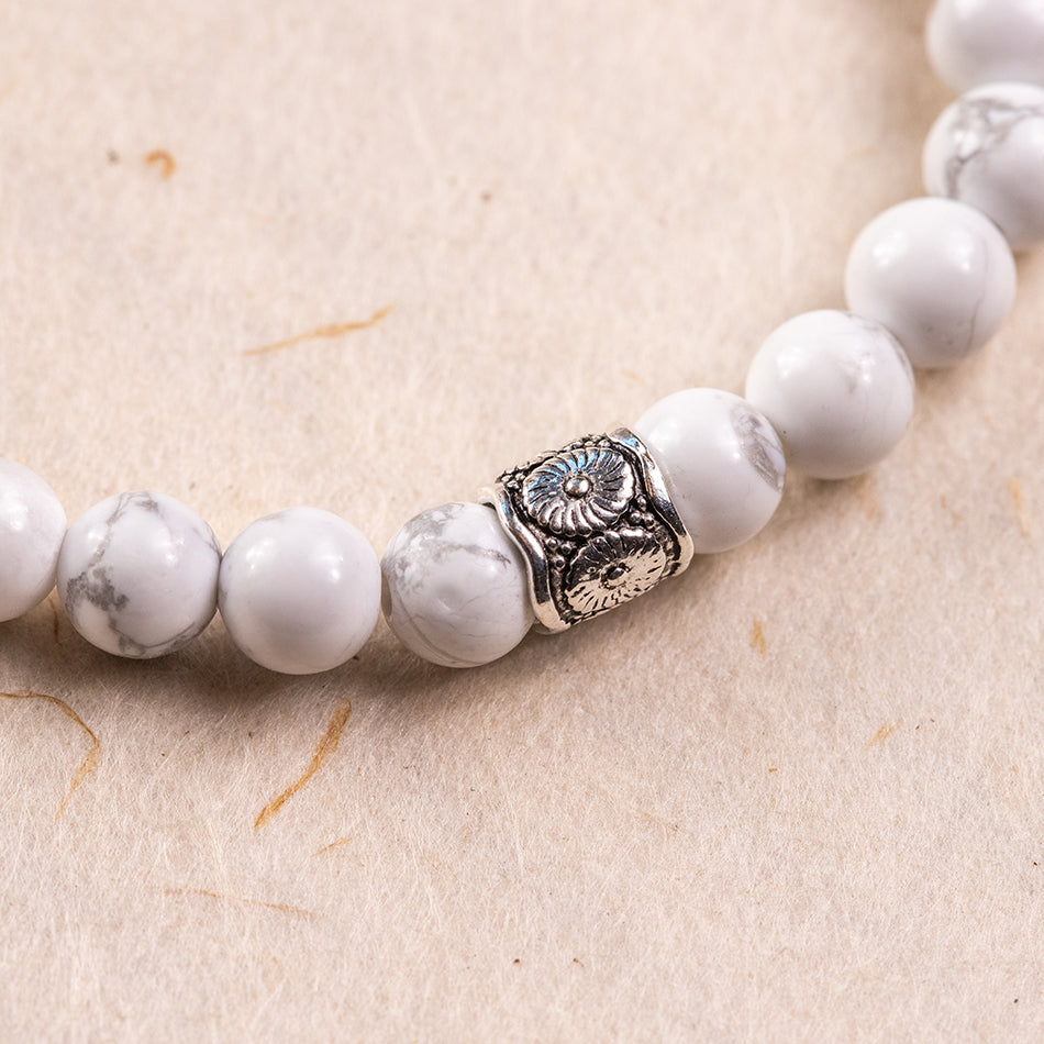 White Howlite Bracelet with Heart Charm - Djuna Studios