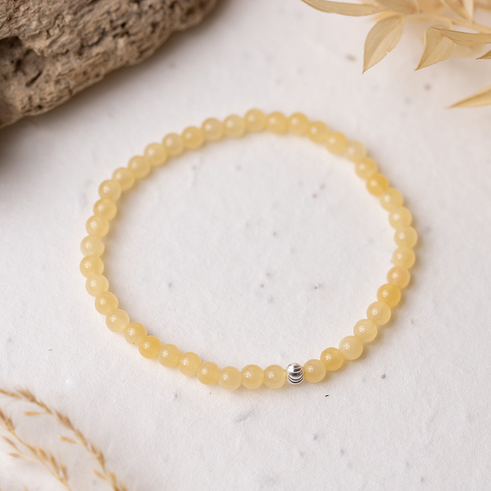 Yellow Calcite Gemstone Bracelet 4mm - Djuna Studios