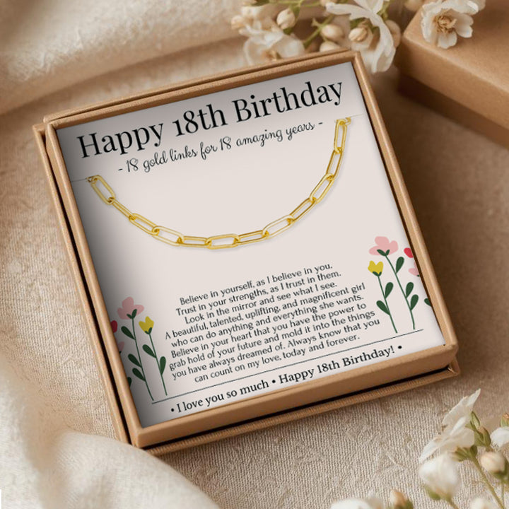 Gold Vermeil Links Necklace - 18th Birthday