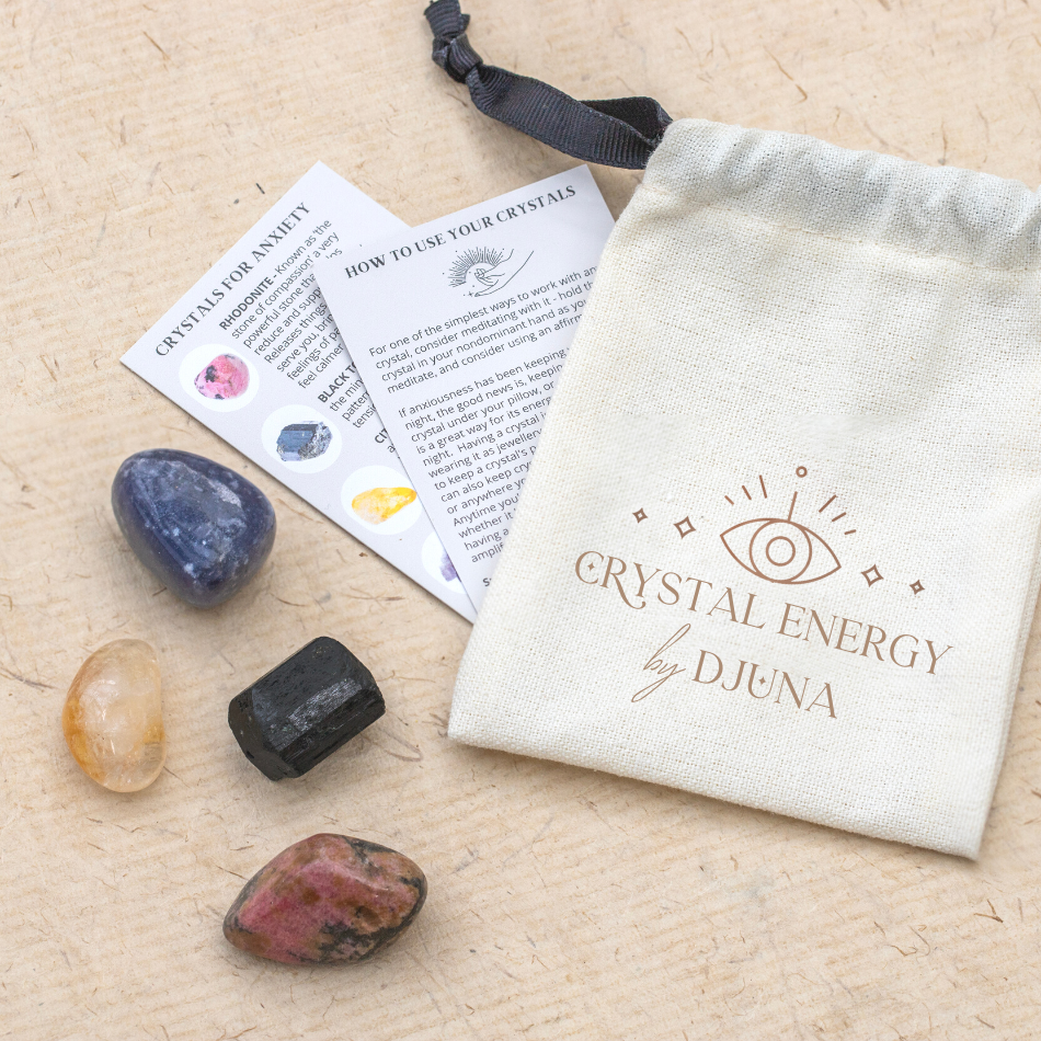 Crystal Energy Kits by Djuna - Focus Your Intentions. Each kit includes a crystal description card