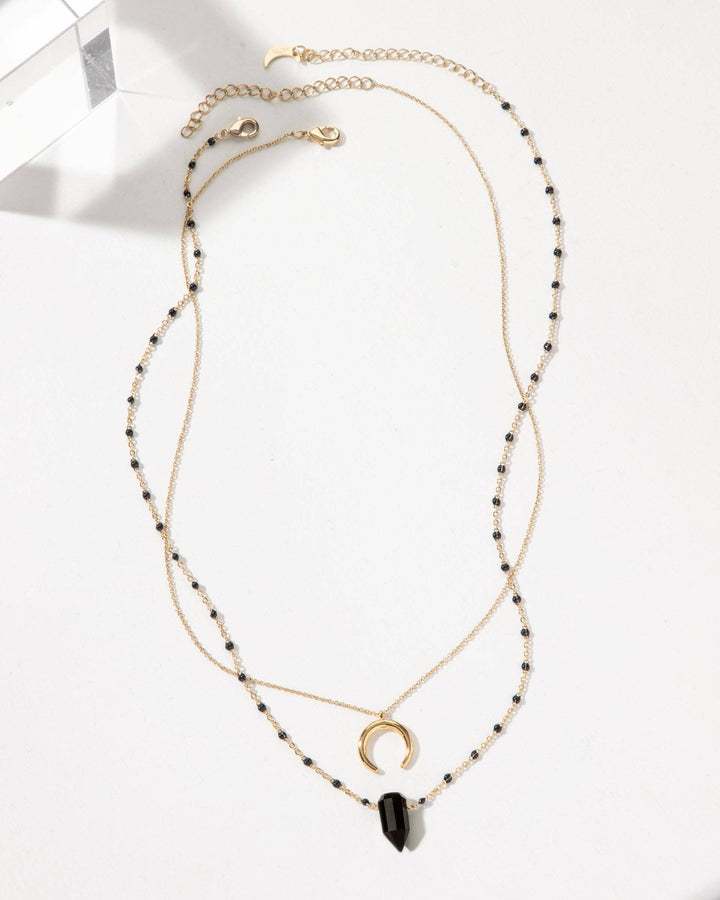 Dark Moon Black Onyx Layered Necklace Set