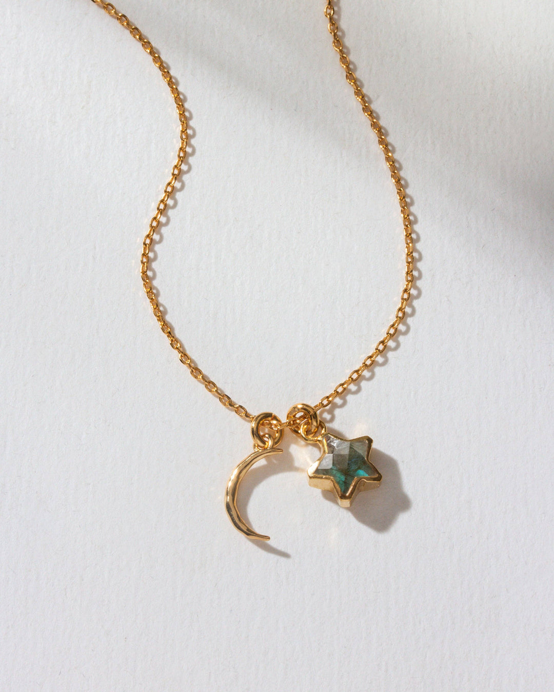 Stellar Sparkle Necklace - Labradorite Crescent Moon