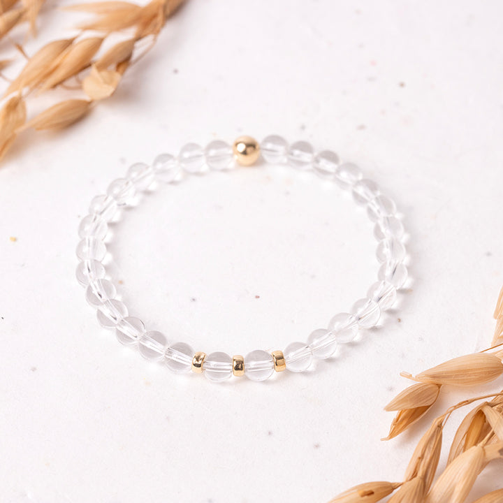 Clear Quartz Gemstone Bracelet - 6mm Beads - Djuna Studios
