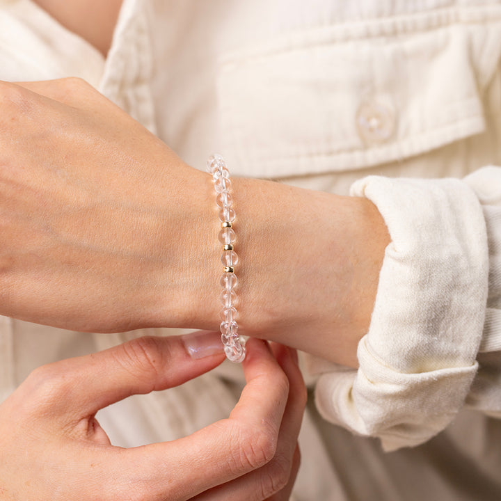 Clear Quartz Gemstone Bracelet - 6mm Beads - Djuna Studios