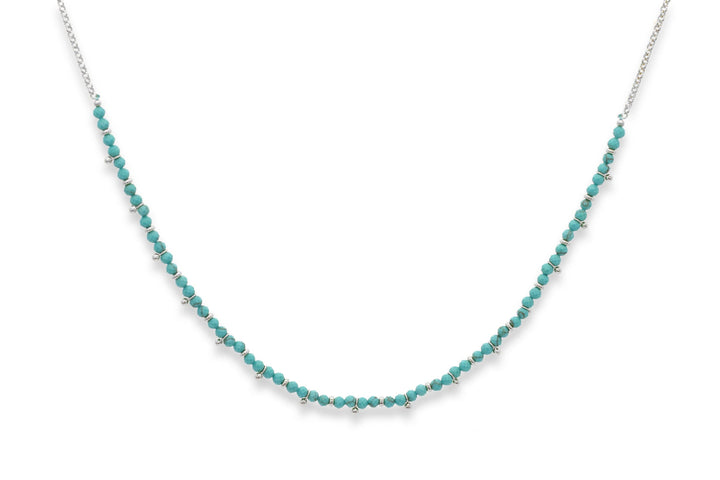Turquoise Beaded Necklace – Silver Accent Crystal Necklace