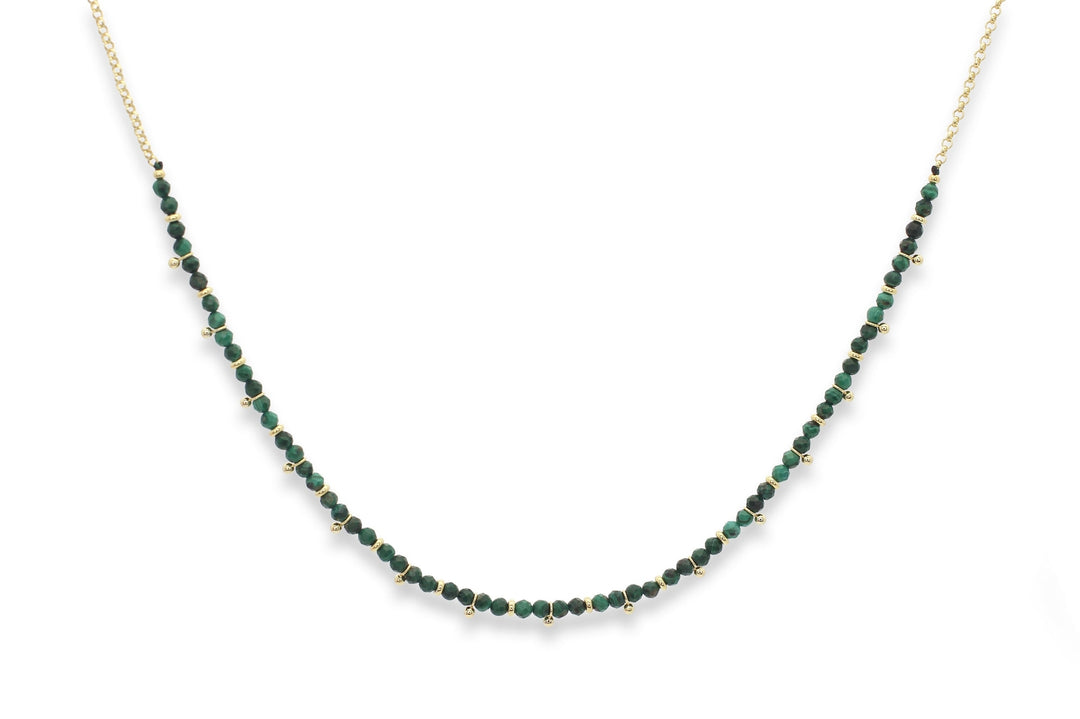 Malachite Beaded Necklace – Gold Accent Crystal Necklace for Transformation