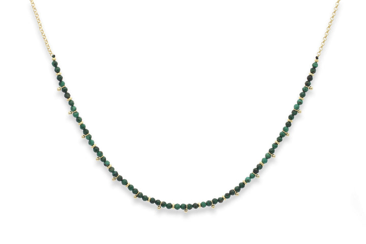 Malachite Beaded Necklace – Gold Accent Crystal Necklace for Transformation