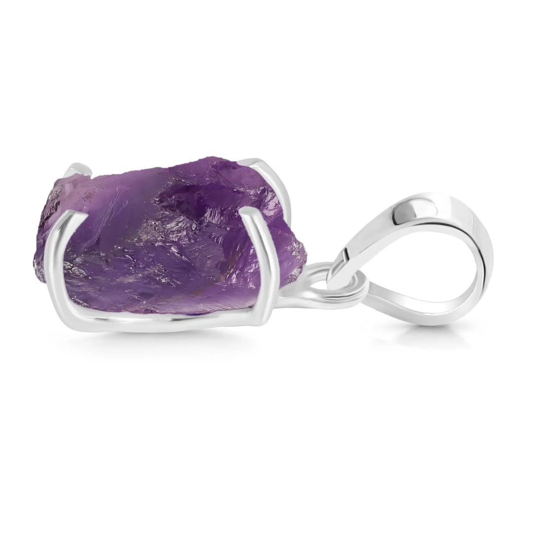 Raw Amethyst Sterling Silver Necklace – 16"