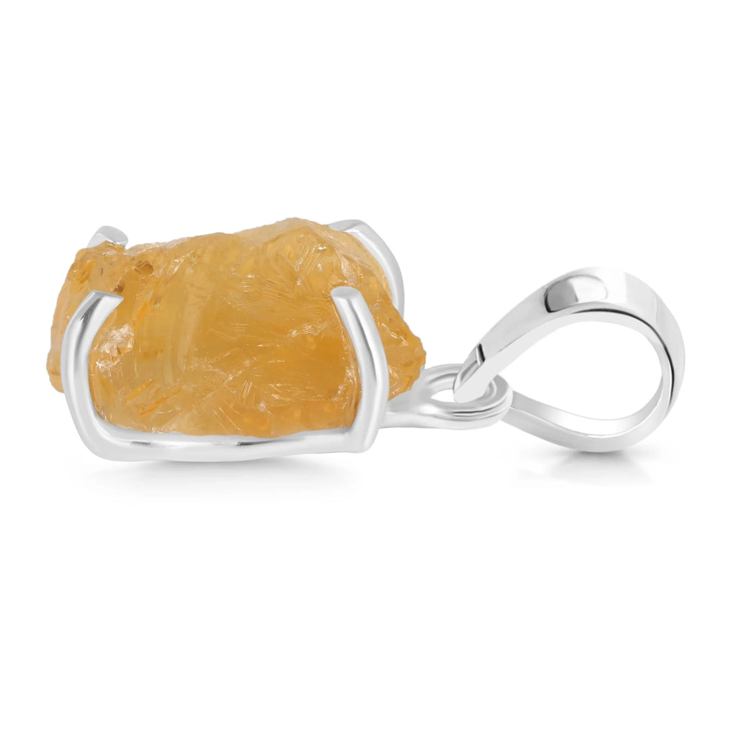 Raw Citrine Sterling Silver Necklace – 16"