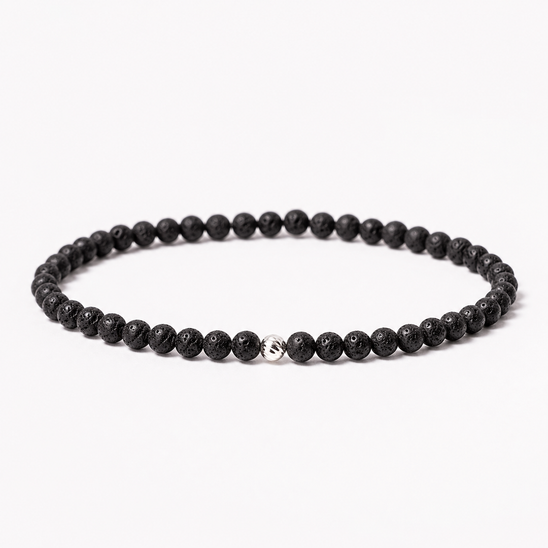 Lava Stone Gemstone Bracelet 4mm