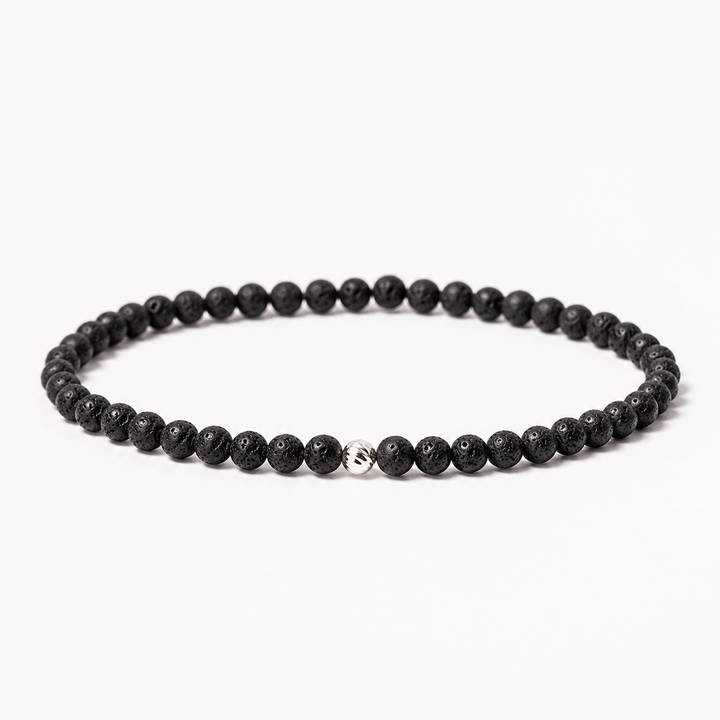 Lava Stone Gemstone Bracelet 4mm