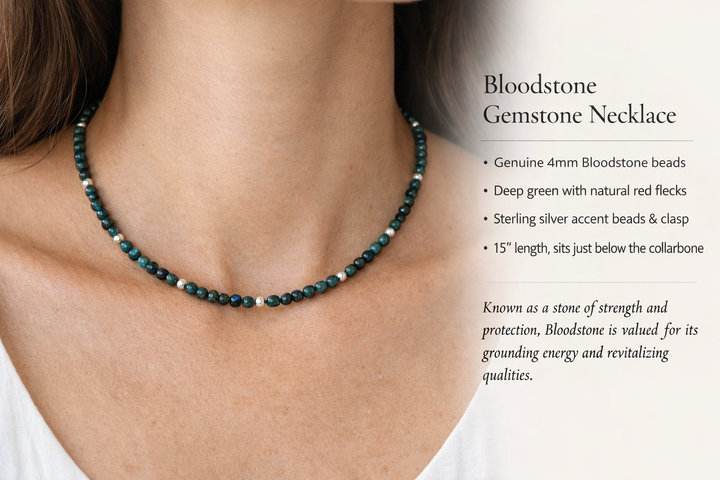 Bloodstone Gemstone Beaded Necklace