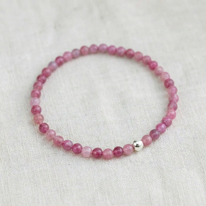 Pink Tourmaline Gemstone Bracelet 4mm