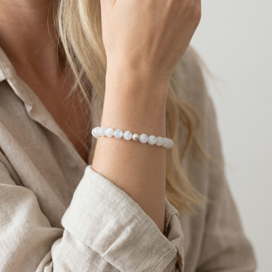 Rainbow Moonstone Bracelet – Essential 6mm Gemstone Bracelet