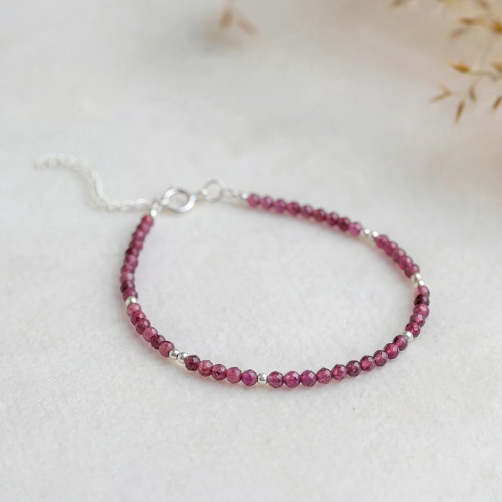 Skinny Pink Tourmaline Gemstone Bracelet